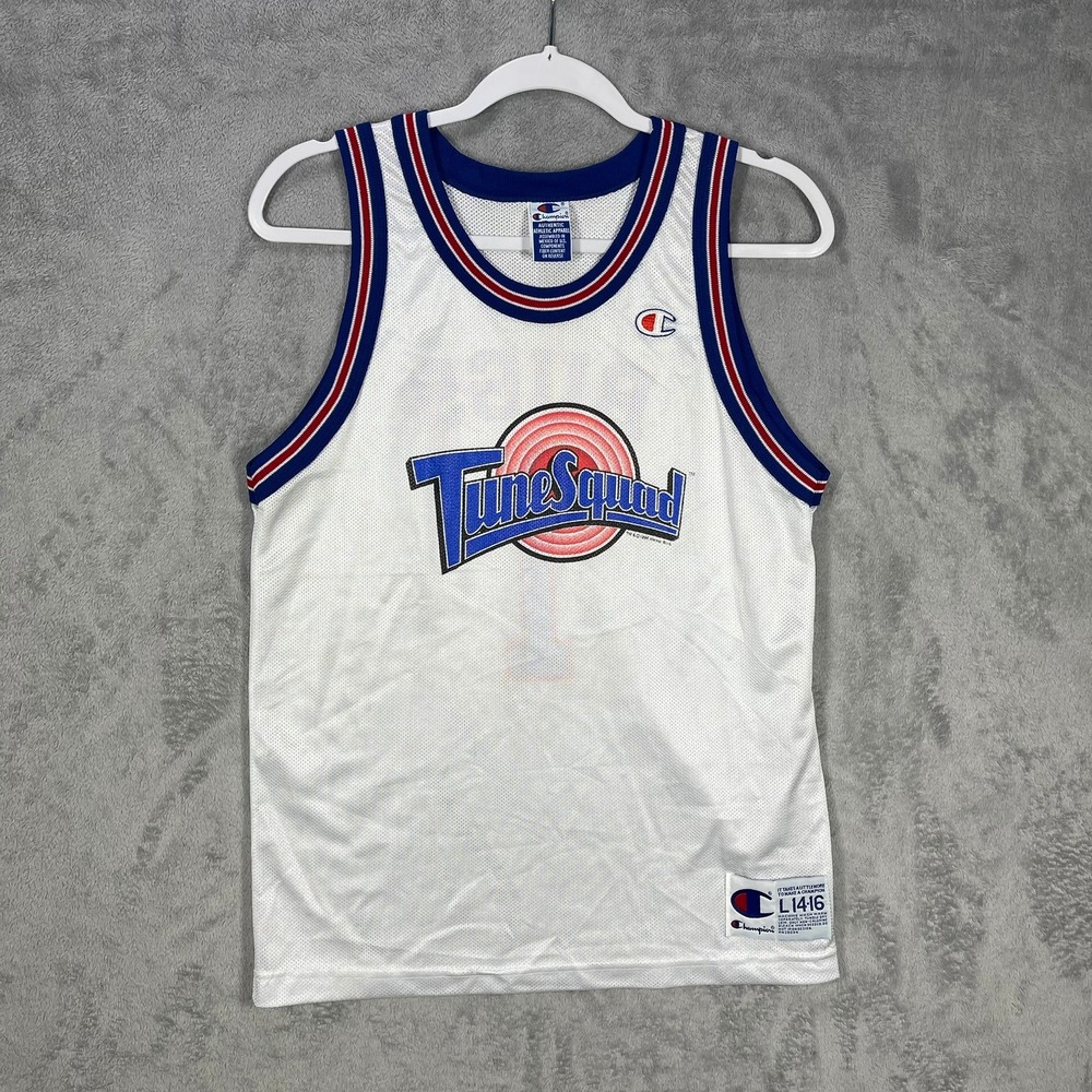 Champion Space Jam Tune Squad Jersey Youth L White Bugs Bunny #1 Mesh 90's